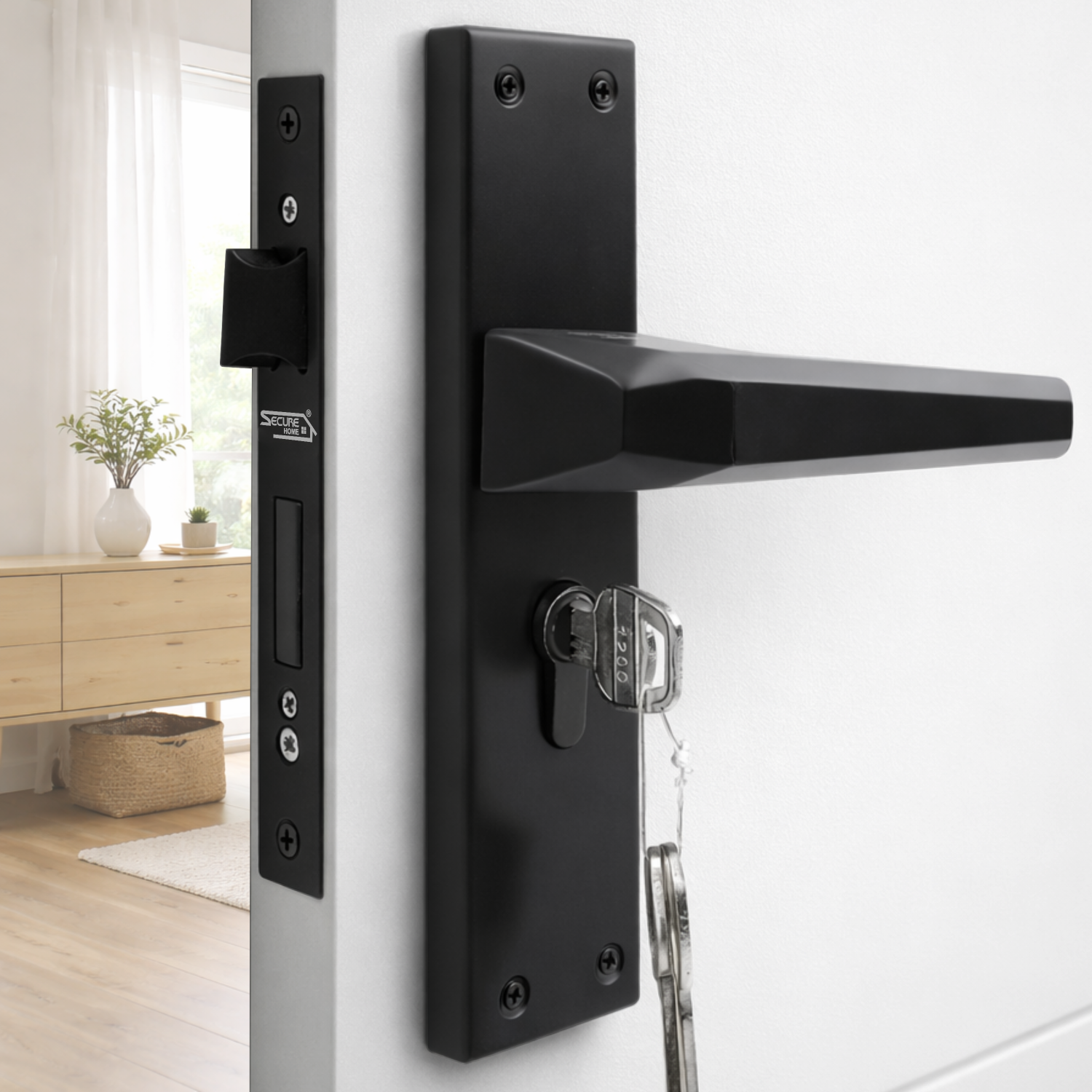 black Finish Mortise door handle