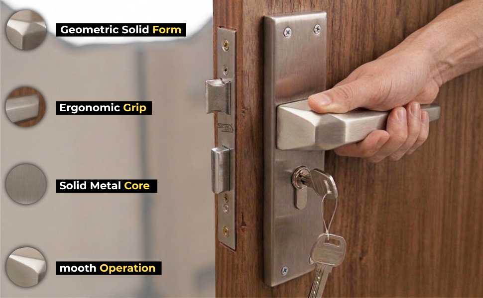 Hand operating a door lock installed on a door
