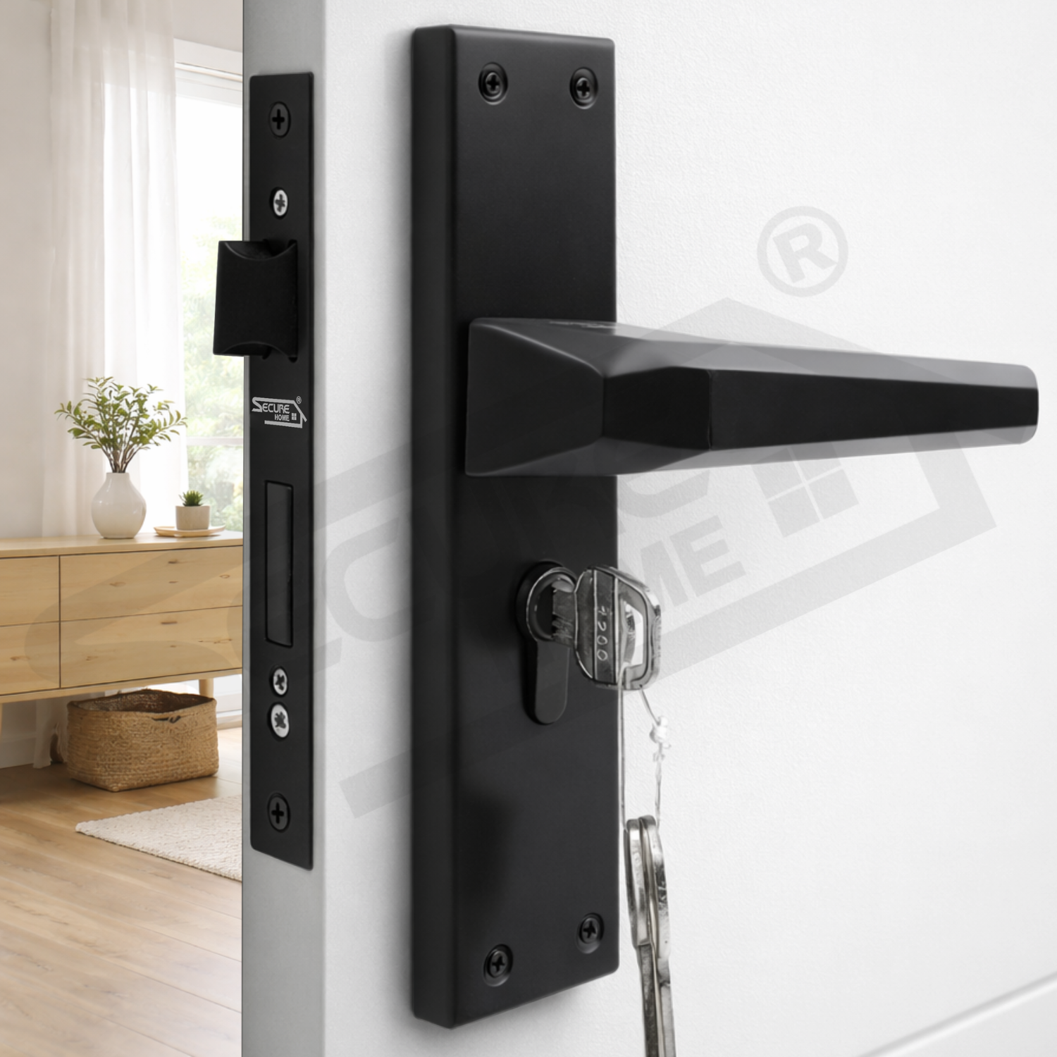 black Finish Mortise door handle
