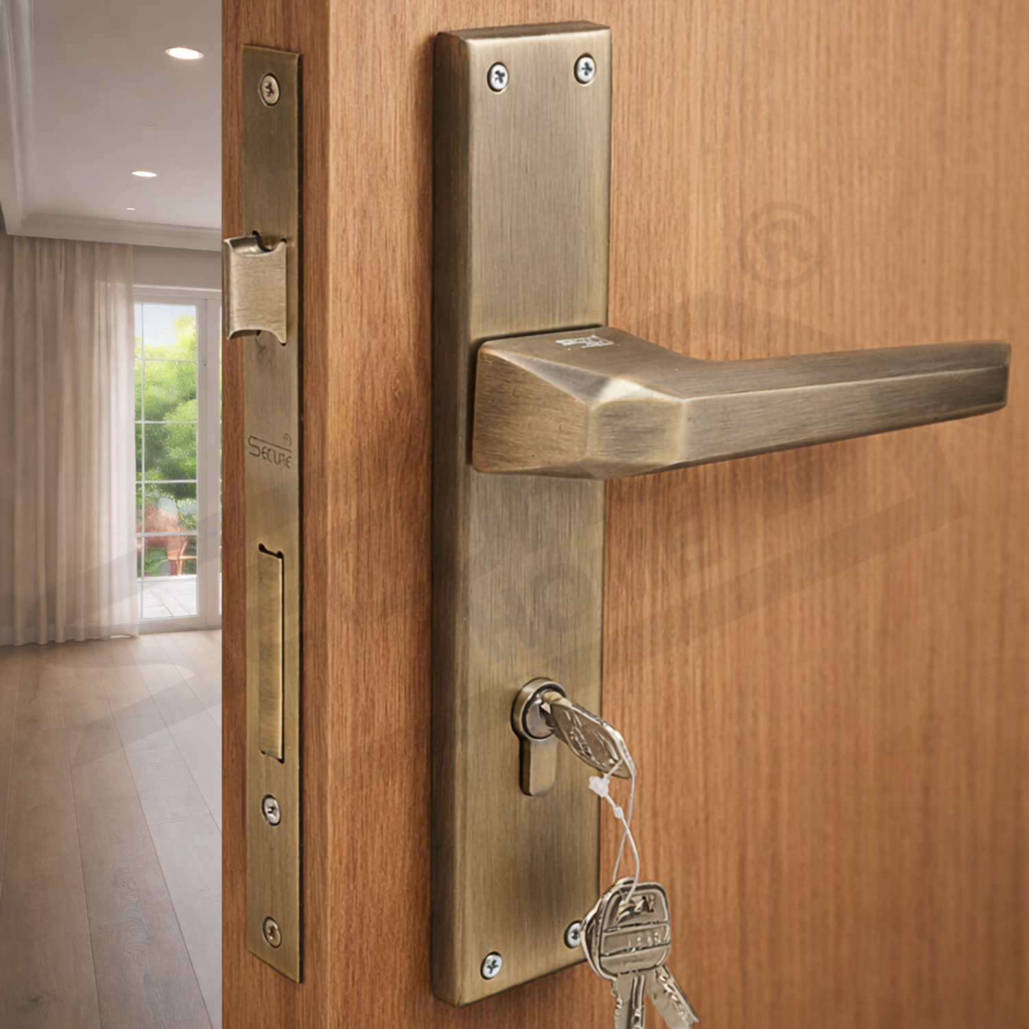 10 Inch Antique Finish Mortise handle lock set