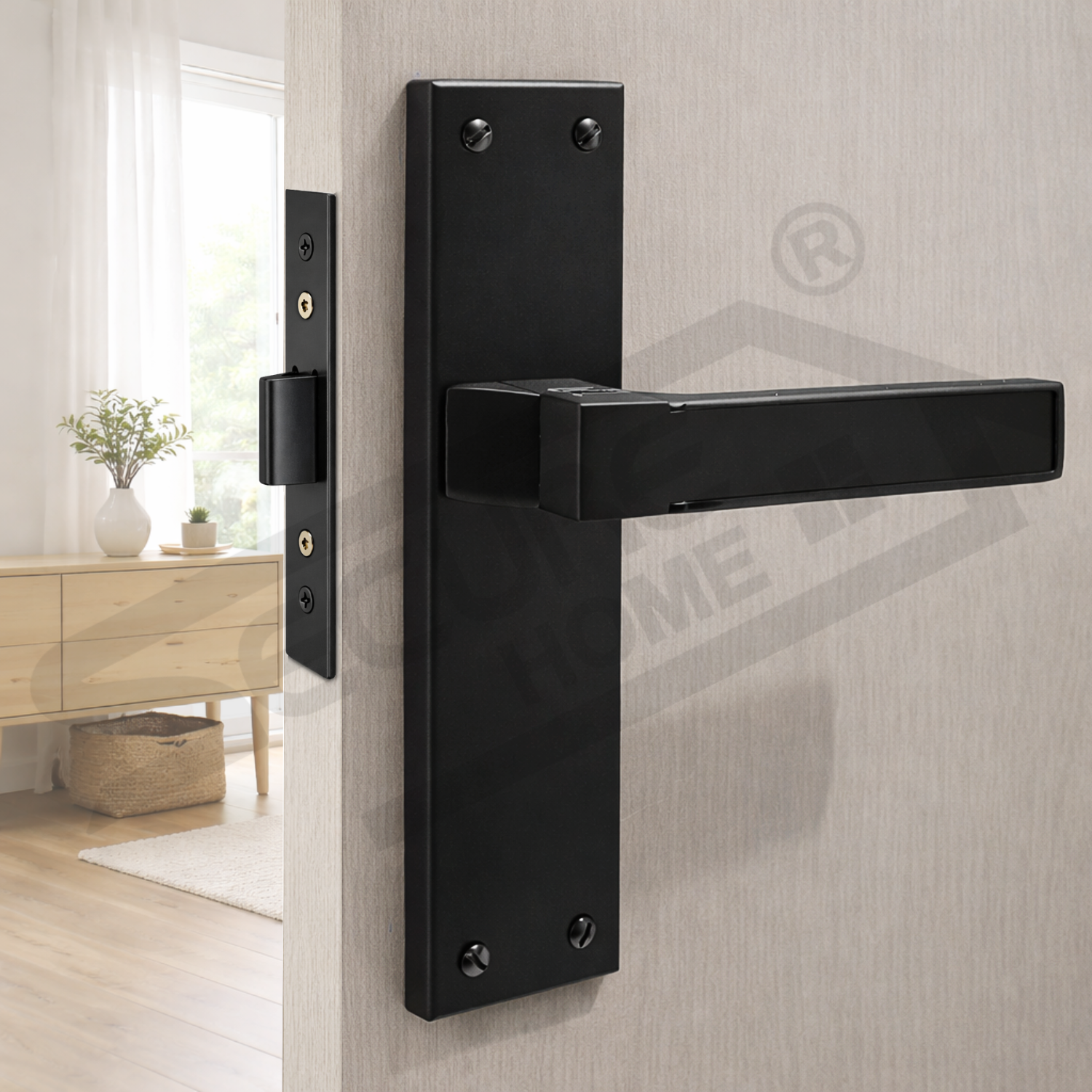 Black Finish Mortise door Handle lock set